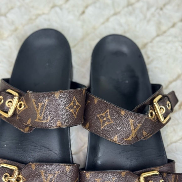 Louis Vuitton Monogram Brown and Gold Slides Size 8 - Picture 4 of 11